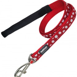 Red Dingo Dog Lead Spots White on Red -12mm x 1.2m