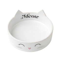 Meow Kitty Shallow Bowl White 13cm
