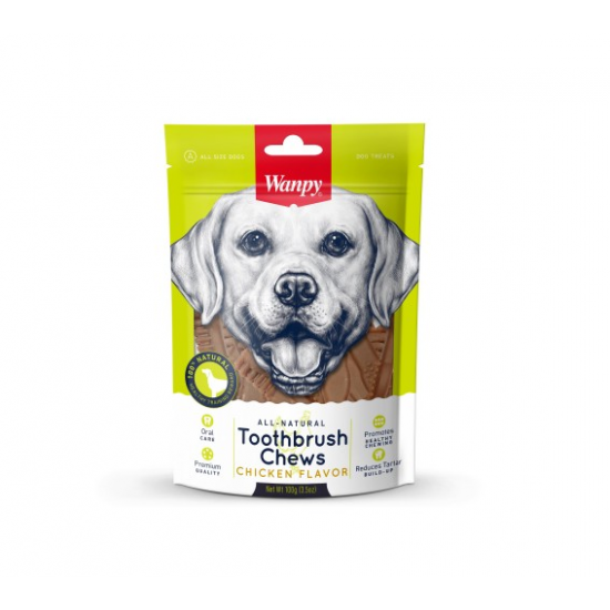 Wanpy Toothbrush chews Chicken Flavor Dog Treat - 100g