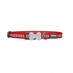 Red Dingo Dog Collar Reflective Bones small 12mm x 20-32cm-Red