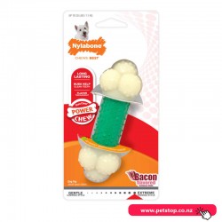 Nylabone Power Chew Double Action Durable Dog Toy Bacon flavor-Small/Regular