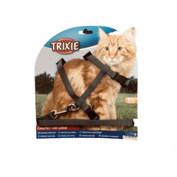 Trixie Cat Adjustable Harness with Lead - Reflective Grey