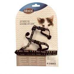 Trixie Cat Adjustable Harness With Leash - Junior^4181 Black