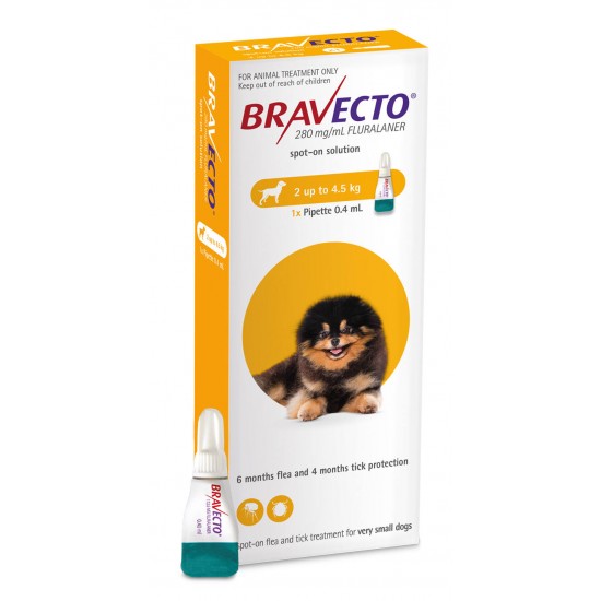 Bravecto Spot On Flea and Tick Treatment for Small Dog 2-4.5kg