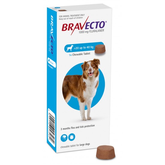 BRAVECTO Flea and Tick Treatment Chewable Tablet for Large Dog 20-40kg
