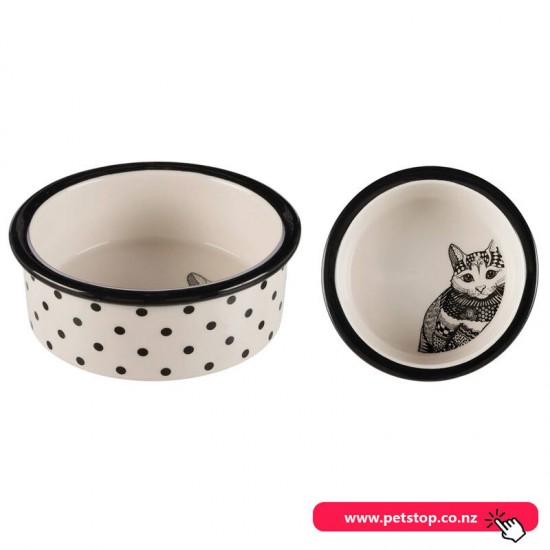 Trixie Ceramic Cat Bowl Zentangle 12cm