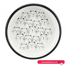 Trixie Ceramic Cat Bowl for Short-Nosed Breeds - Black/white 15cm