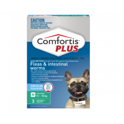 Comfortis Plus Fleas Intestinal Worms Chewable Tablets for Dog-9.1-18kg 3pk