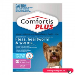 Comfortis Plus Fleas Intestinal Worms Chewable Tablets for Dog 2.3-4.5