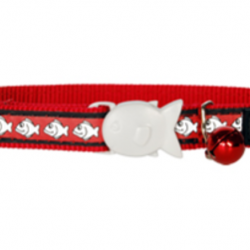 Red Dingo Cat Collar Reflective Fish Red 12mm x 20-32cm
