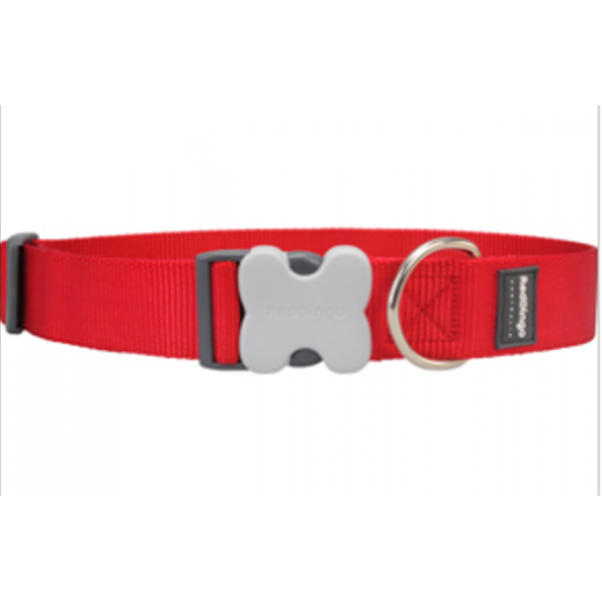 Red Dingo Dog Collar Plain Red Medium 20mm x 30-47cm