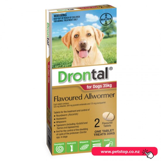 Drontal Flavoured Allwormer For Dogs 35kg 2 tablets