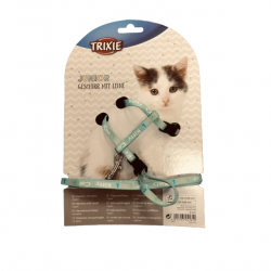 Trixie Cat Adjustable Harness With Leash - Junior size Green