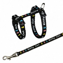 Trixie Cat Adjustable Harness With Leash - Junior^4181 Black