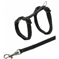 Trixie Cat Adjustable Harness with Leash - Kitty size Black