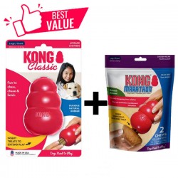 [Great Value] Kong Classic Dog Toy Red -L + Kong Marathon 2-Pk Dog Treat -L