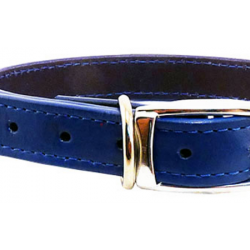 Leather Stitched 18mm Collar - Blue ^45cm