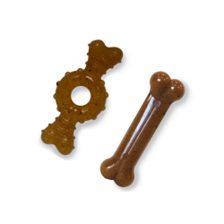 Nylabone Puppy Chew Ring Bone&Toy Twin Pack-Medium/Wolf