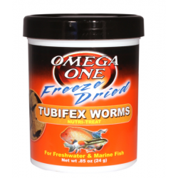 Omega One Freeze Dried Tubifex Worms 24g for freshwater and Marine fish