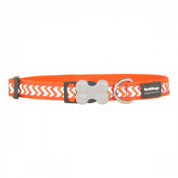 Red Dingo Dog Collar Reflective Ziggy Orange Large 25mm x 41-63cm