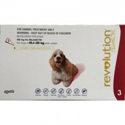 Revolution Fleas and Worms treatment for dog 10.1-20kg 3 tubes