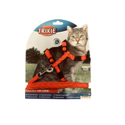 Trixie Cat Adjustable Harness&Lead - Reflective Red