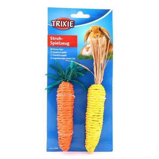 Trixie Small Animal Toy Straw Carrot & Corn 2pc