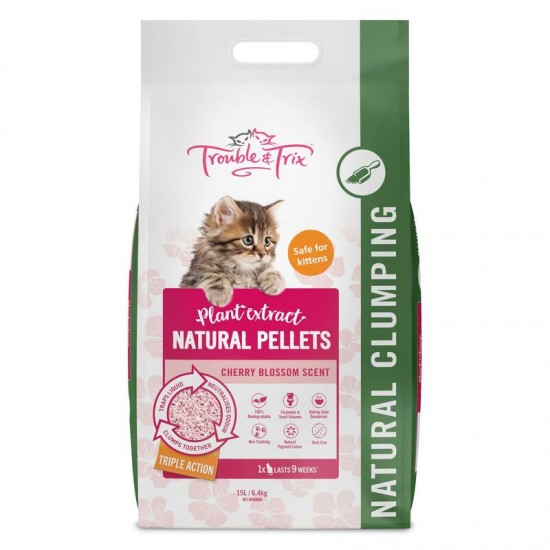 Trouble & Trix Tofu Cat Litter - Cherry Blossom 15L