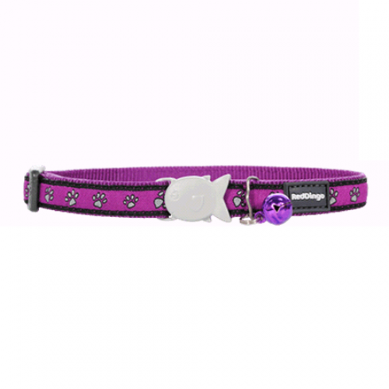 Red Dingo Cat Collar-Paw Prints Purple