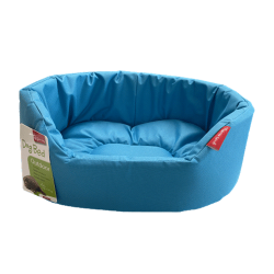 Yours Droolly Round Outdoor Dog Bed - Sky Blue-M