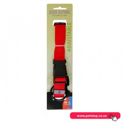 Yours Droolly Adjustable Basic Dog Collar Medium&Large Red