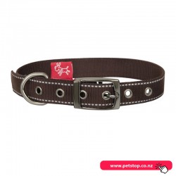 Yours Droolly Reflective Buckle Collar Large Brown
