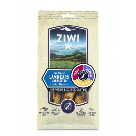 Ziwi Peak Lamb Ears Liver Coated Dog Treat - 60g